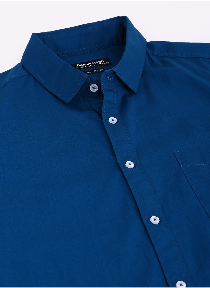 Dennis Lingo - Men's Slim Fit Pastel Blue Casual Cotton Spread Shirt - Image 1