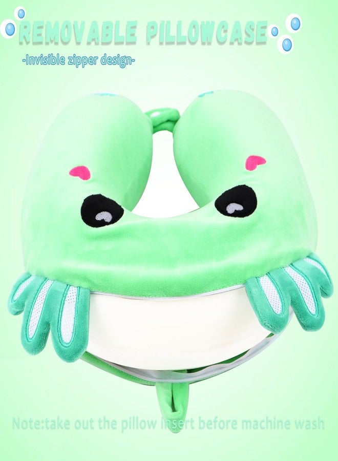 MissSoul Travel Pillow, Kids Travel Pillow with Sleep Eye Mask Soft Memory Foam Kids Neck Pillow for Boys & Girls, Travel Accessories for Car Airplane Traveling - Green Axolotl - Image 4
