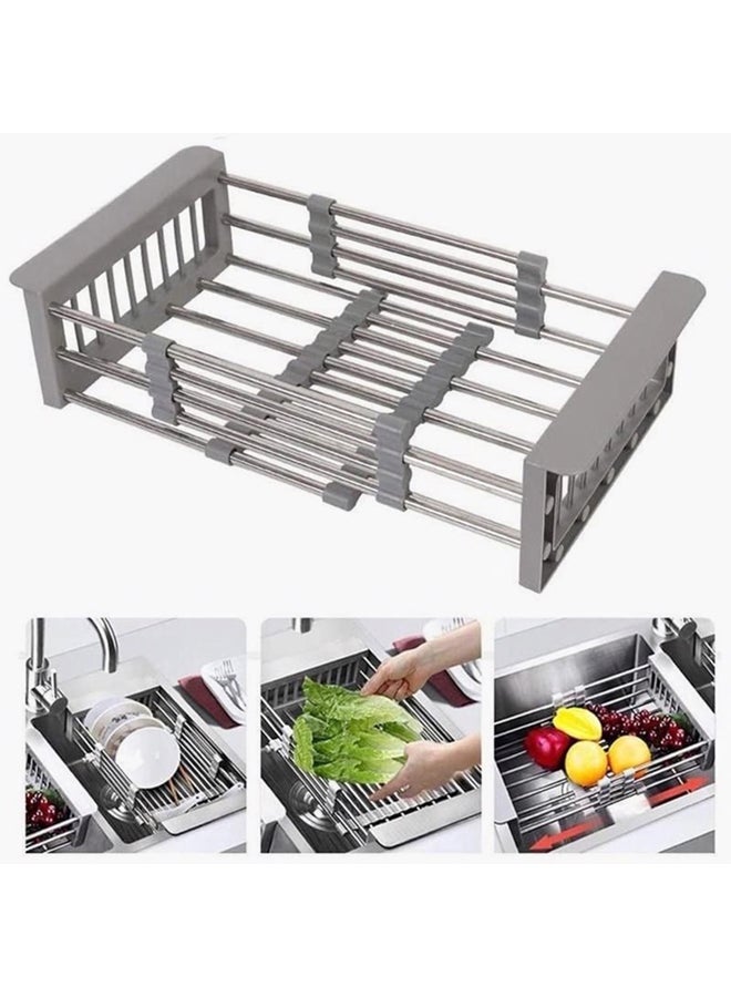 Neo Expandable Dish Drying Rack Grey 8.5 x 21cm - Image 1