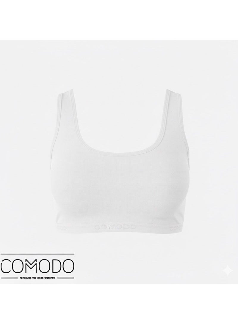 Comodo Pack of 2 Women's Cotton Wide Strap Cross Back Sport Non Padded Bra - Image 3