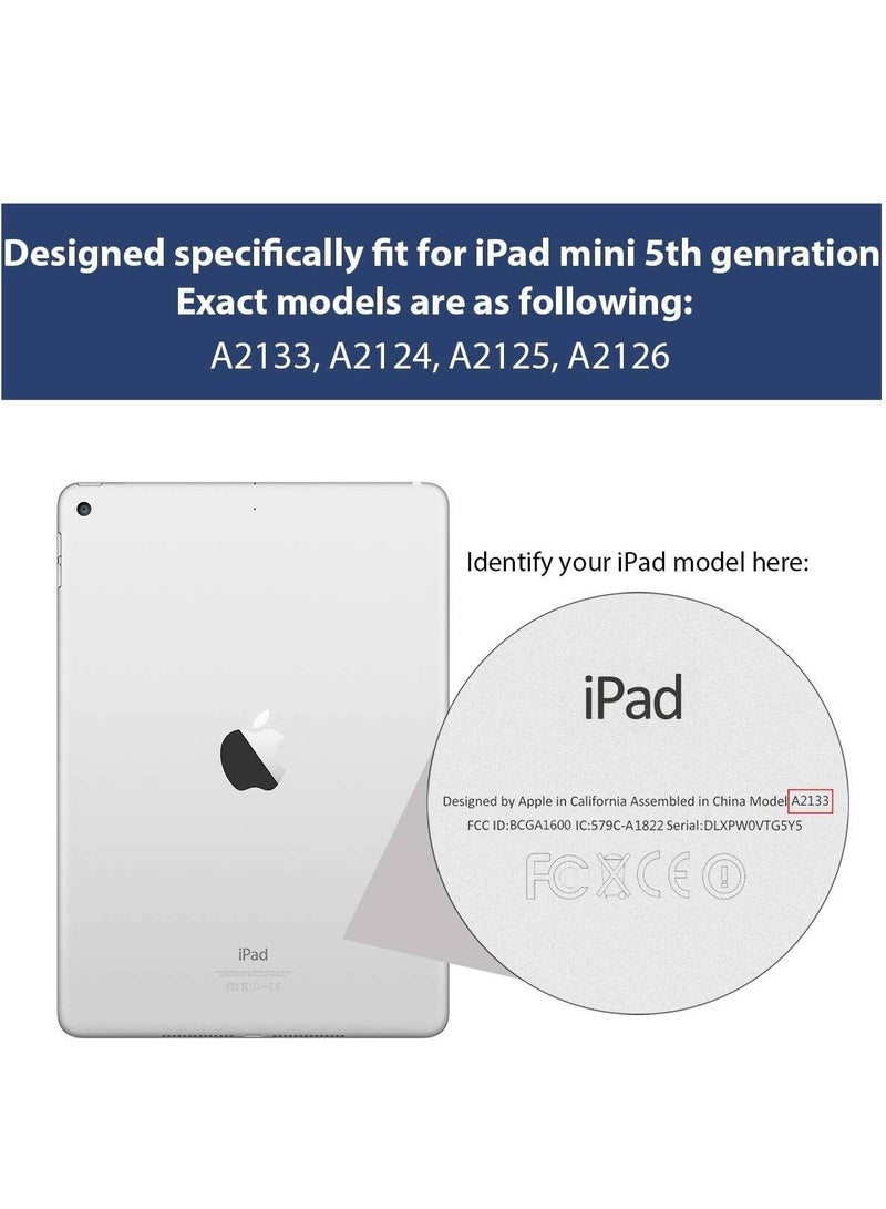 "Navy Blue Slim Fit Smart Folio Case for iPad Mini 5: Lightweight Rubber Coated Hard Cover with Wake/Sleep Function!" - Image 2
