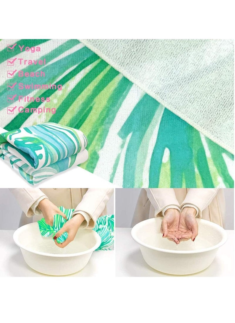 Y&D Microfiber Sand Free Beach Towel Quick Fast Dry Super Absorbent Oversized Lightweight Big Large Towels Blanket Green Leaf Cool Swim for Travel Pool Swimming Bath Camping Adult Women Men  - Image 4