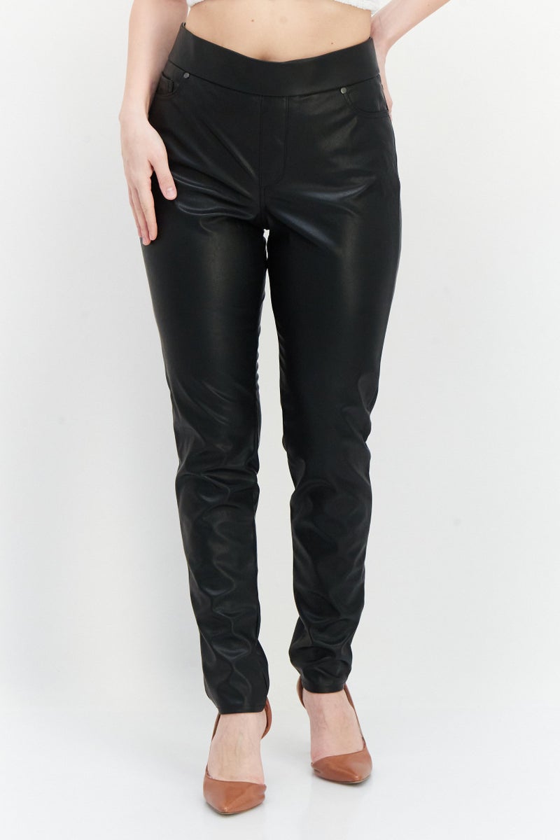 Gloria Vanderbilt بنطلون جلد نسائي عادي الشكل، أسود - Image 1