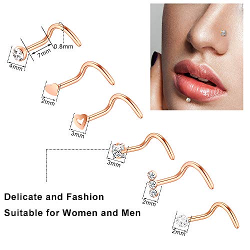 ONESING 40 PCS 20G Nose Rings for Women Nose Piercings Jewelry Gold Nose Rings Hoops Nose Studs Screw for Women Men - Image 2