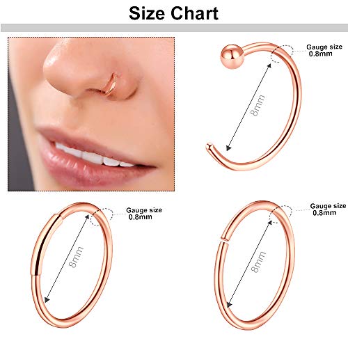 ONESING 40 PCS 20G Nose Rings for Women Nose Piercings Jewelry Gold Nose Rings Hoops Nose Studs Screw for Women Men - Image 4