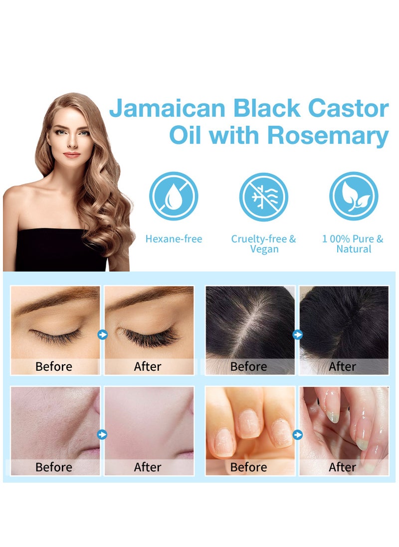 NIFEISHI - 60ml Jamaican Black Castor Oil Infused with Rosemary for Hair Growth 100% Pure Organic Cold Pressed Castor Rosemary Oil for Hair Growth Eyelash Eyebrow Growth Body & Skin Care Oil - Image 1