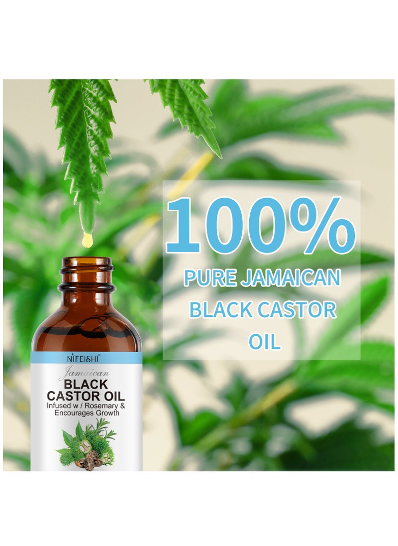 NIFEISHI - 60ml Jamaican Black Castor Oil Infused with Rosemary for Hair Growth 100% Pure Organic Cold Pressed Castor Rosemary Oil for Hair Growth Eyelash Eyebrow Growth Body & Skin Care Oil - Image 1