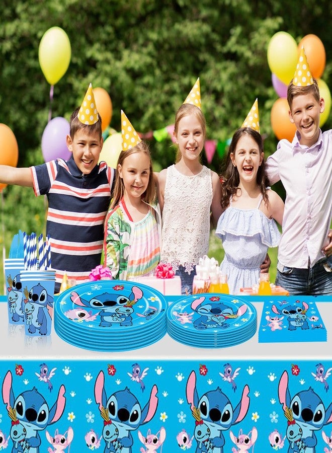 ليلو آند ستيتش ٤١ قطعة من لوازم حفلات ستيتش، ٢٠ طبقًا، ٢٠ منديلًا، وغطاء طاولة واحد لتزيين حفلات أعياد الميلاد بطابع ستيتش - Image 3