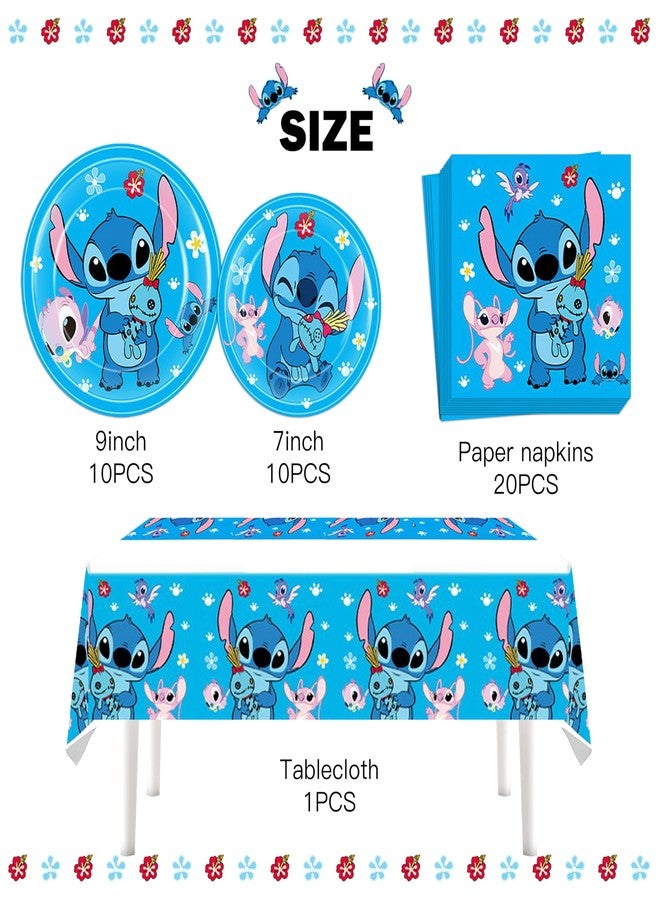 ليلو آند ستيتش ٤١ قطعة من لوازم حفلات ستيتش، ٢٠ طبقًا، ٢٠ منديلًا، وغطاء طاولة واحد لتزيين حفلات أعياد الميلاد بطابع ستيتش - Image 5