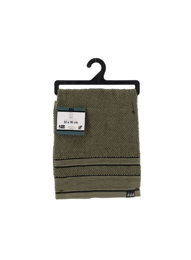 Tendance Bi-Color Premium Cotton Soft Hand Towel Khaki Green and Black 50 x 90 cm AA7013143 - Image 1