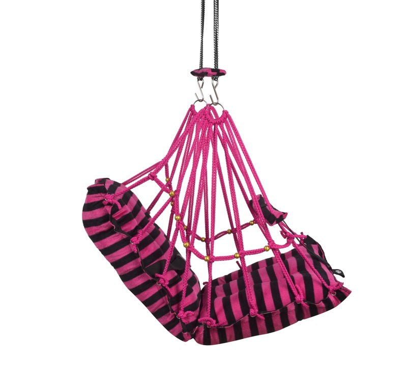 Sprointal® Swing for Kids, Baby Swing Chair Cotton Children Folding and Washable 1-5 Years Swing with Safety Belt,Home and Garden Jhula for Babies |Swing for Kids|Hanging Cradle (Cherry Line) - Image 4