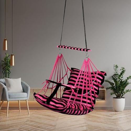 Sprointal® Swing for Kids, Baby Swing Chair Cotton Children Folding and Washable 1-5 Years Swing with Safety Belt,Home and Garden Jhula for Babies |Swing for Kids|Hanging Cradle (Cherry Line) - Image 1
