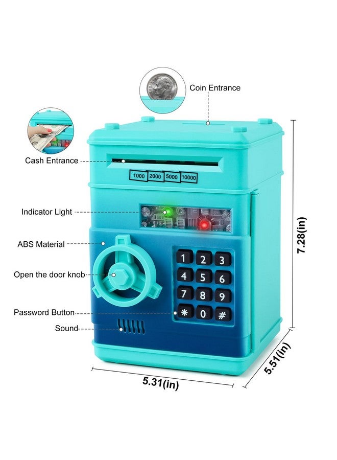 Refasy Boy Toys Age 6-8, Electronic Piggy Bank Password Money Bank Toys for Kids, ATM Piggy Banks Money Saving Box, Birthday Xmas Gifts for Boys Girls 3 4 5 6 7 8 9 10 11 12 Years Old (Blue Green) - Image 3