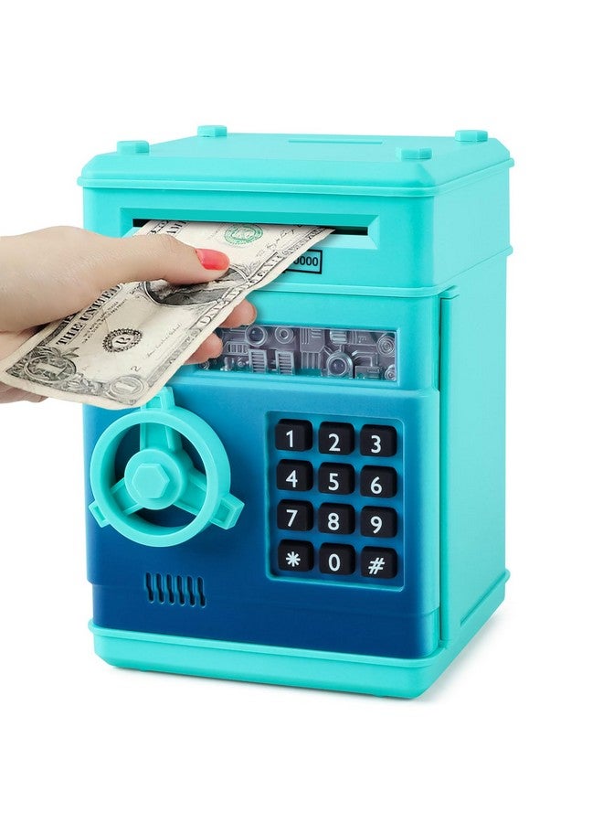 Refasy Boy Toys Age 6-8, Electronic Piggy Bank Password Money Bank Toys for Kids, ATM Piggy Banks Money Saving Box, Birthday Xmas Gifts for Boys Girls 3 4 5 6 7 8 9 10 11 12 Years Old (Blue Green) - Image 1