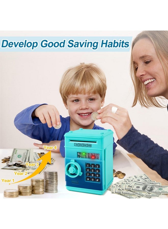 Refasy Boy Toys Age 6-8, Electronic Piggy Bank Password Money Bank Toys for Kids, ATM Piggy Banks Money Saving Box, Birthday Xmas Gifts for Boys Girls 3 4 5 6 7 8 9 10 11 12 Years Old (Blue Green) - Image 2