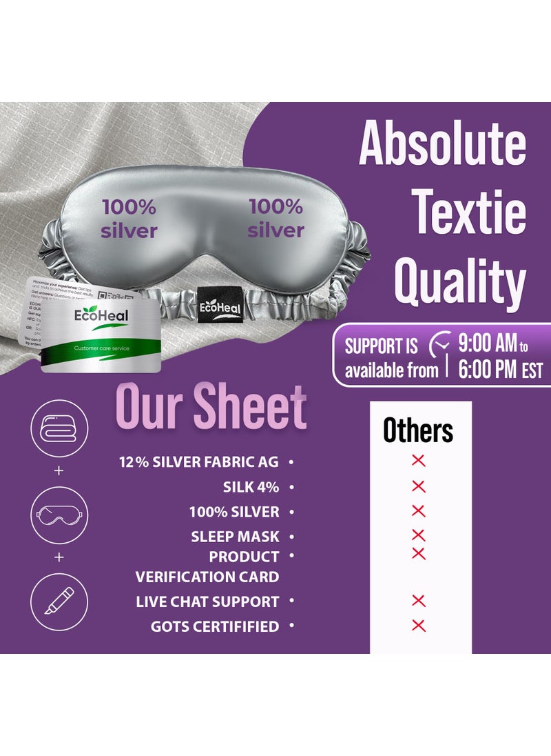 ECOHEAL Earth Grounding Fitted Sheet King Size with 12% Silver Fiber & 4% Silk & 84% Organic Cotton - Beige- Soft Earth Grounding Well Bed Sheets - Grounded Conductive Bed Sheets for Better Sleep  - Image 4