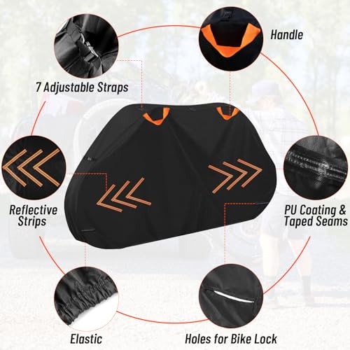 2win2buy Bike Cover for Transport on Rack, 600D Oxford Bike Rack Cover Heavy Duty Bicycle Covers Outdoor Storage Waterproof Bike Covers for 2 Bikes on Rear Bike Rack for Mountain Road Electric City Bike - Image 3