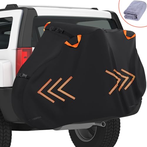 2win2buy Bike Cover for Transport on Rack, 600D Oxford Bike Rack Cover Heavy Duty Bicycle Covers Outdoor Storage Waterproof Bike Covers for 2 Bikes on Rear Bike Rack for Mountain Road Electric City Bike - Image 1