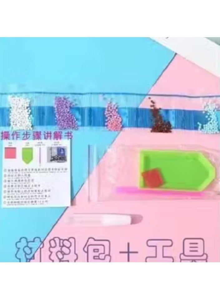 Pencil case for boys and girls, 2-tier pencil case with beads and glue that stick to the pencil case in different colors, 3D cartoon drawings, with beads to color the pencil case and a 2-tier plastic material pencil case with beads and glue that stick to the pencil case in different colors - Image 3