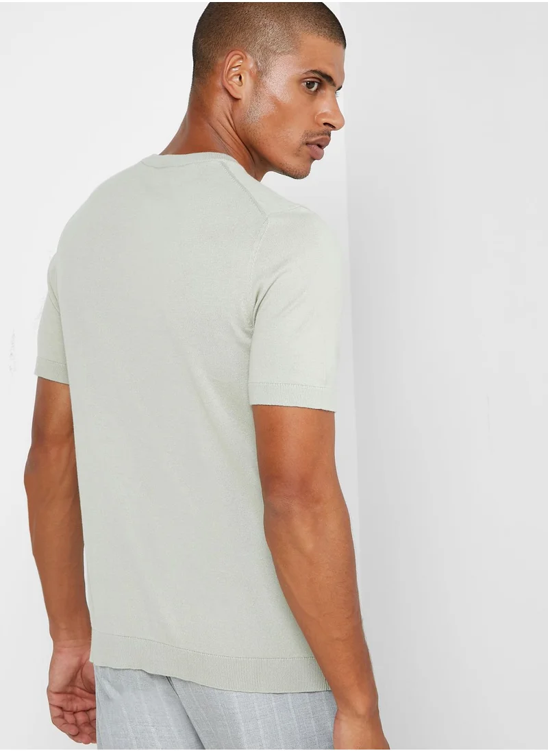 REISS Carlton Knitted Crew Neck T-Shirt