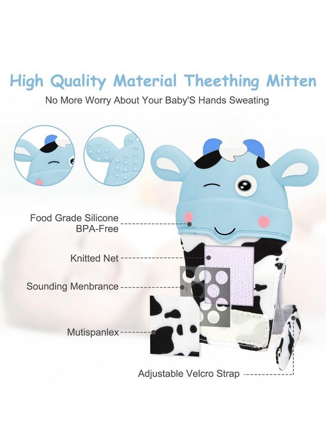 hotut 2Pack Silicone Teething Mitt, Cow Baby Teething Toy for 0-6 6-12 Months, Food Grade Silicone Infant Teething Mitten, BPA-Free Baby Chew Toys for Pain Relief, Sucking Needs - Image 3