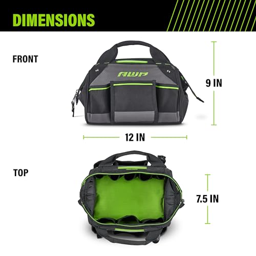 AWP 12 Inch TrapJaw Tool Bag with Spring-Loaded Technology and Lockable Pull Handles, Water-Resistant Construction - Image 2