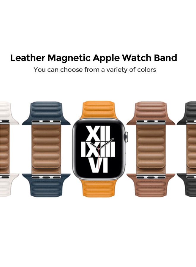 O Ozone Leather Strap For Apple Watch Series 10 | Ultra 2 | 8 Ultra | 9 | 8 | 7 | 6, 49/46/45/44/42mm, Premium Leather Smartwatch Wristband Strap- White - Image 4