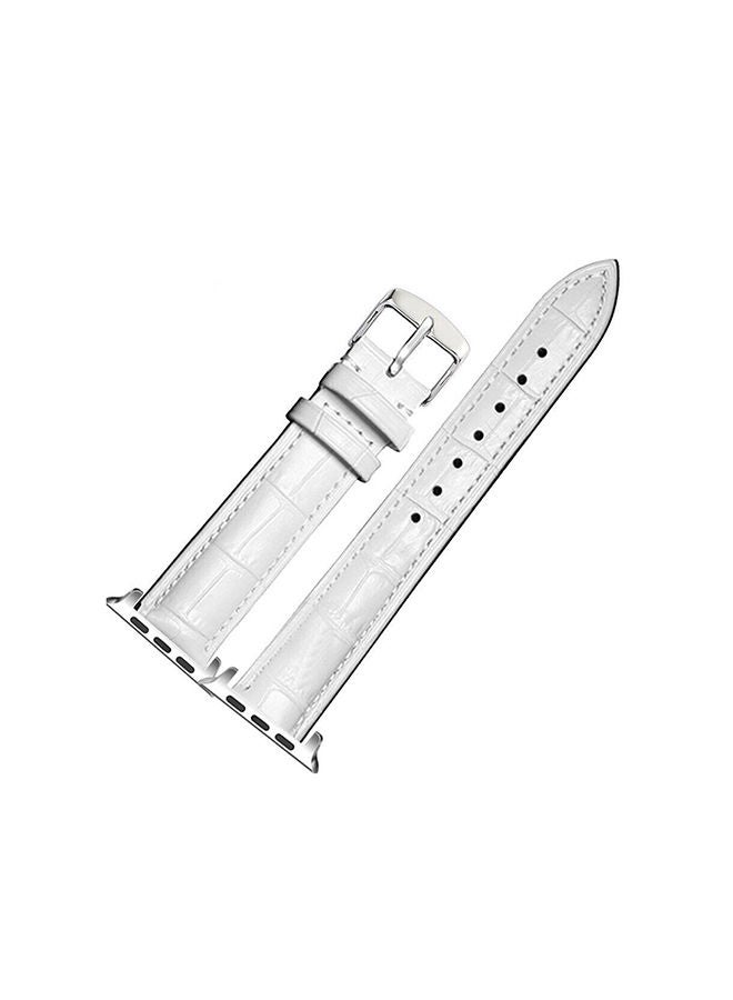 O Ozone Leather Strap For Apple Watch Series 10 | Ultra 2 | 8 Ultra | 9 | 8 | 7 | 6, 49/46/45/44/42mm, Premium Leather Smartwatch Wristband Strap- White - Image 1