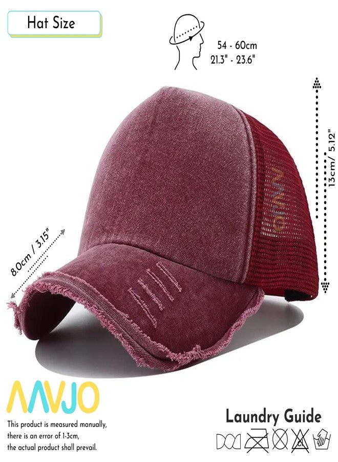 Aavjo Mesh 5 Panel Trucker Baseball Cap Hat Topi for Men Women l Beach Cricket Sports Running Cap (Red) - Image 2