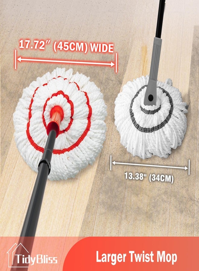TidyBliss Self Wringing Twist Mop for Floor Cleaning, 57.5 inches Long Handle Cotton String Mop with Wringer, Washable Microfiber Wet Mop with Scouring Pad for Hardwood, Tile, Bathtub, Kitchen - Image 3
