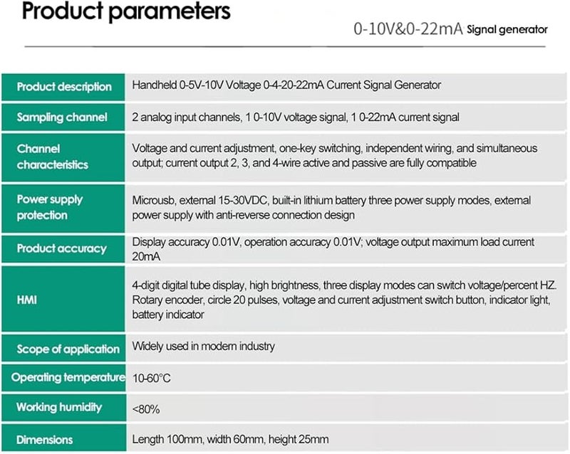 Adjustable 0 5V 10V 0 20MA 4 20MA Analog Signal Generator Current Voltage Source 24V With Battery - Image 1