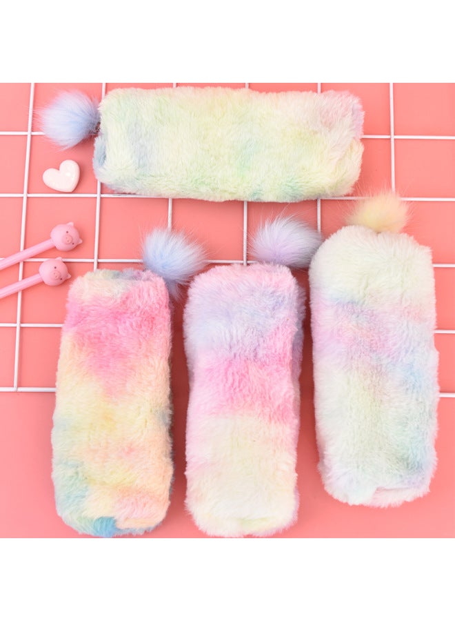 AiQi Korean Style Creative Pen Box Gradient Cute Girl Plush Octagon Pencil Bag Girl's Heart Student Simple Storage Bag - Image 3