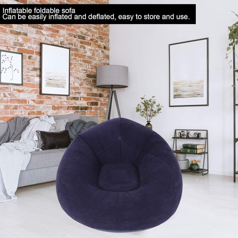 Inflatable Lounge Chair, Soft Single Spherical Sofa for Dorm Room Outdoor Camping Travel, Foldable Inflatable Couch with Premium Flocking and PVC Material, Blue - Image 4