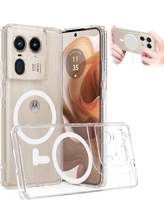 erorex For Motorola Edge 50 Ultra Case Compatible With Mag Safe Wireless Charging Magnetic Pc Transparent Anti Yellowing Crystal Clear Hard Back Protective Cover For Motorola Edge 50 Ultra  - Image 1
