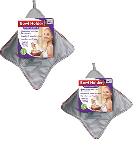 Jokari Microwavable Bowl Holder 2Pack Reversible Hot Pad Cozy for Soup Pasta Oatmeal and Ice Cream Shaped to Fit and Cradle Hot or Cold Bowls for Safe Microwave Use and Comfortable Handling