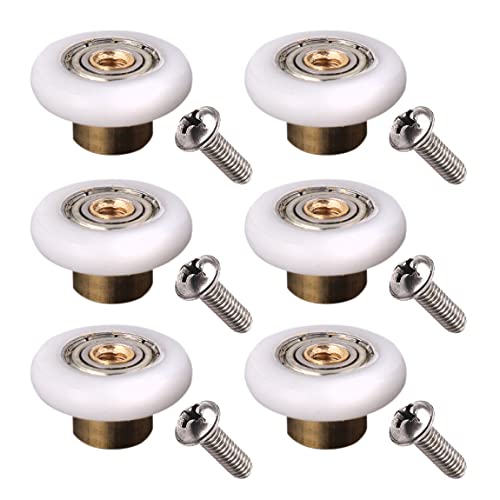 LWCUSNJ 6 pcs Shower Door Rollers, Bathroom Glass Door Replacement Part Runner Sliding Shower Door Wheel (23mm) - Image 1
