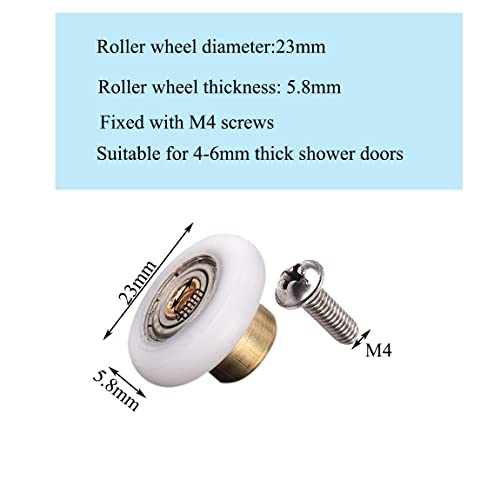 LWCUSNJ 6 pcs Shower Door Rollers, Bathroom Glass Door Replacement Part Runner Sliding Shower Door Wheel (23mm) - Image 2