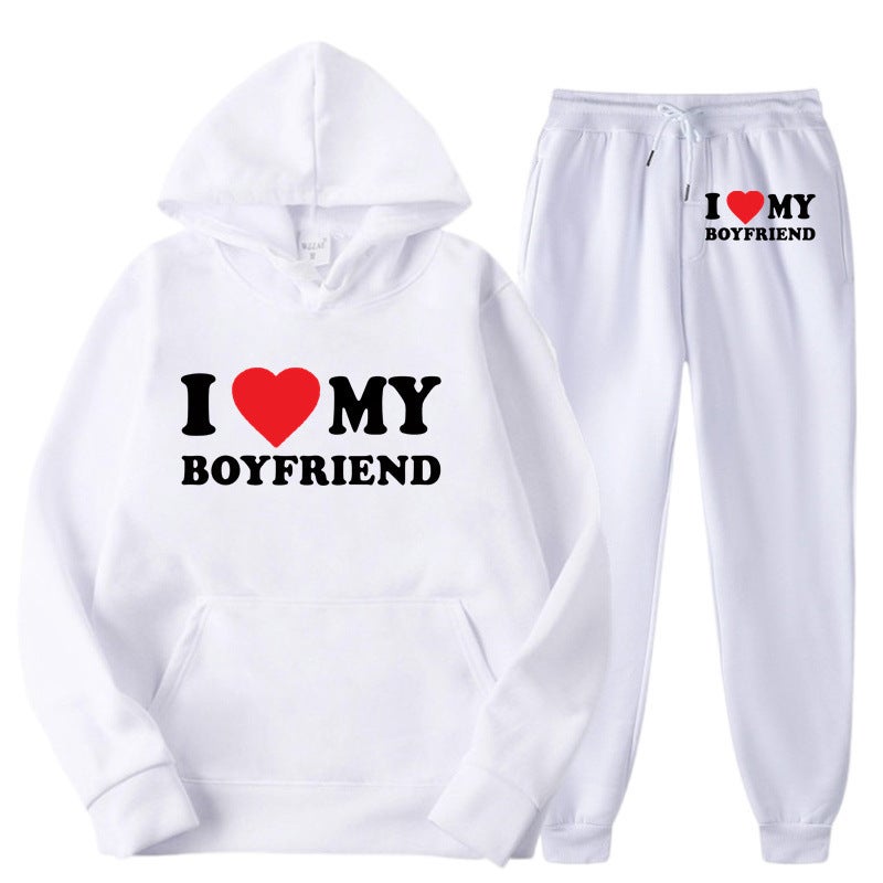 I Love My Boyfriend Love Peripheral Hooded Sweater Men'S And Women'S Casual Loose Sweater Suit - Image 3