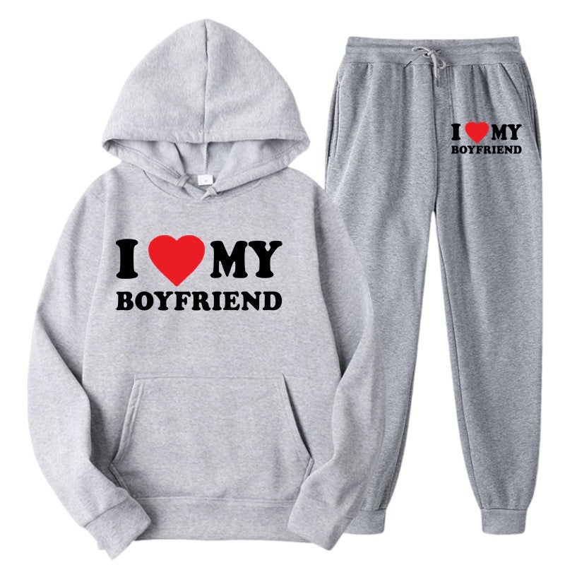 I Love My Boyfriend Love Peripheral Hooded Sweater Men'S And Women'S Casual Loose Sweater Suit - Image 5