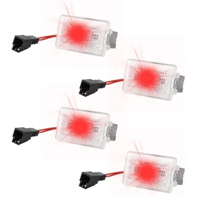 Carwiner Puddle Lights 4Pc Compatible With Tesla Model 3YSX Projector Door Step Light Accessories Interior Lights Red CwTslybdTdz4P R - Image 1
