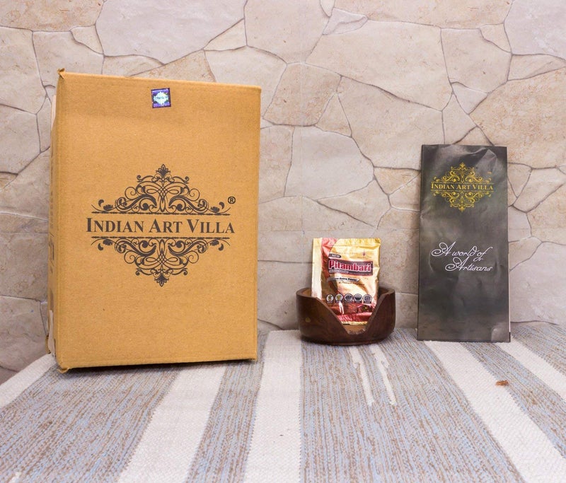 INDIAN ART VILLA INDIAN ART VILLA Stainless Steel Copper Traditional Royal Kitchen Dinner Set of 8 Piece 1 Plate Thali 1 Puding Plate 3 Bowls 1 Chutni Bowl 1 Spoon 1 Glass Special Thali Plate for Decorative Gift - Image 5