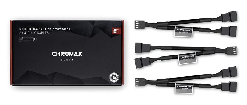 Noctua NA-SYC1 chromax.Black, 4 Pin Y-Cables for PC Fans (Black) - Image 1