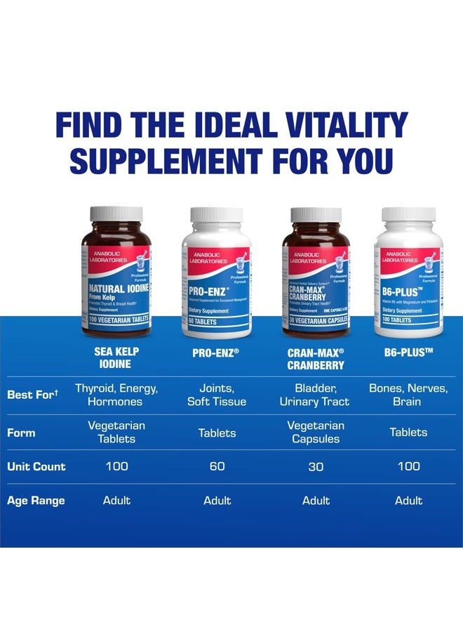 Sea Kelp Iodine Supplement - Clinical Grade Enhanced Iodine Supplement for Women and Men for Energy Metabolism and Thyroid Support - High Absorption Vegetarian Non-GMO Small Tablets (100 Servings)