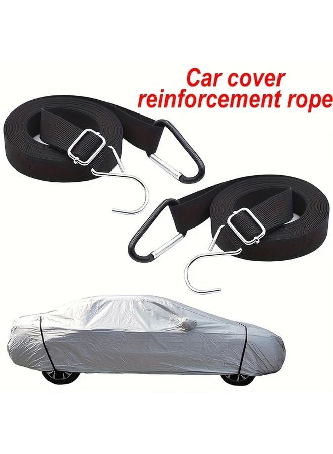2pcs Heavy Duty Elastic Car Cover Straps With Metal Buckles Windproof Reinforced Ropes - Image 2