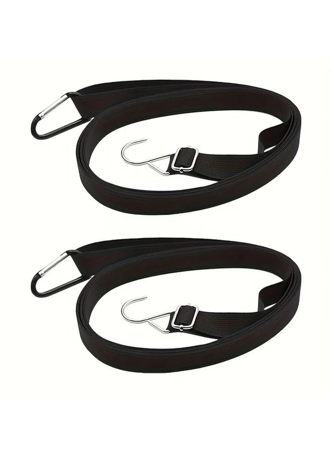 2pcs Heavy Duty Elastic Car Cover Straps With Metal Buckles Windproof Reinforced Ropes - Image 1