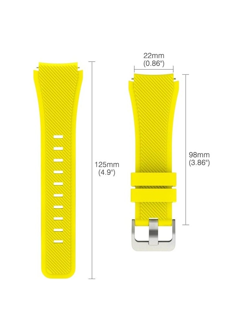 Elmo3ezz Strap Compatible with Samsung Galaxy Watch 3 45mm/Galaxy Watch 46mm/Gear S3 Frontier/Huawei Watch GT2 Pro/GT/GT2 46mm, 22mm Silicone Sport Replacement Band(yellow) - Image 4
