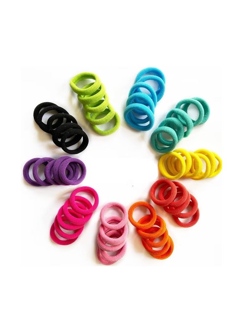 Sky Shine 100 Pcs 1-Inch Colorful Baby Hair Ties for Toddlers, Girls & Kids | Soft Seamless Cotton Mini Hair Elastics | No-Damage Multicolor Ponytail Holders for Fine, Short, Curly & Thick Hair | Gentle Daily Hair Accessories - Image 1