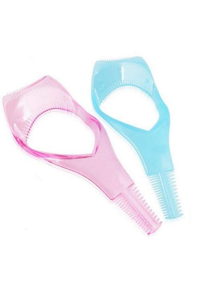 Happyupcity - 2Pcs 3 In 1 Mascara Tool Plastic Makeup Eyelash Shield Applicator Guide With Eyelash Assist Comb Brush Guard Eyelashes Brush For Women Girls (Color Random) - Image 1
