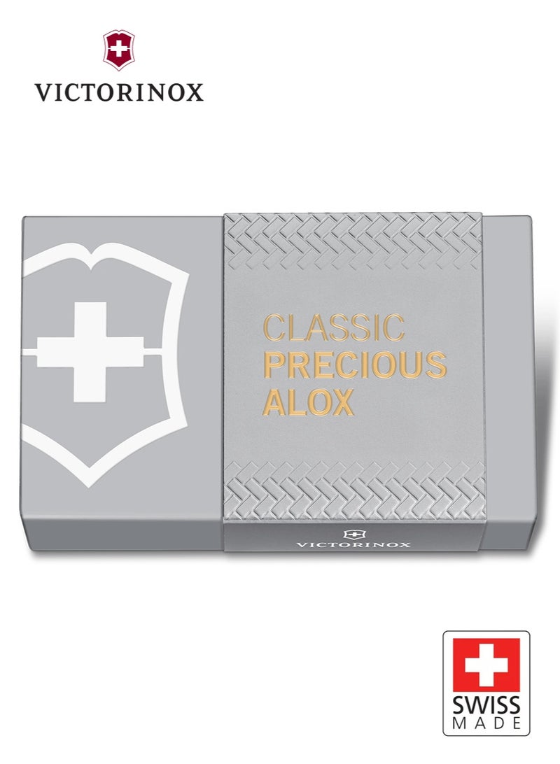 Victorinox Classic SD Precious Alox Brass Gold 0.6221.408G | Sleek Swiss Army Knife with Luxurious Alox Design | Multi-Functional Tool for Everyday Carry and Outdoor Adventures - Image 2
