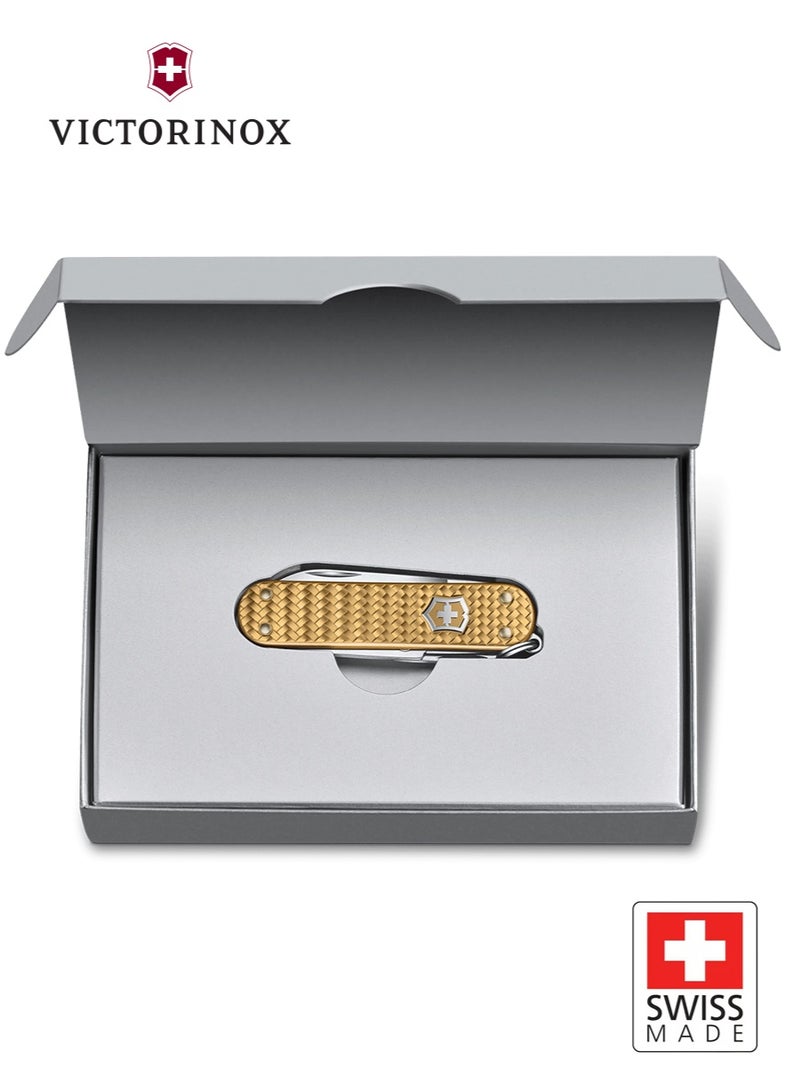 Victorinox Classic SD Precious Alox Brass Gold 0.6221.408G | Sleek Swiss Army Knife with Luxurious Alox Design | Multi-Functional Tool for Everyday Carry and Outdoor Adventures - Image 3